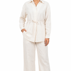 Ivory Tie-Waist Shirt Co-Ord Set - Dress