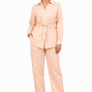Peach Tie-Waist Shirt Co-Ord Set Dress