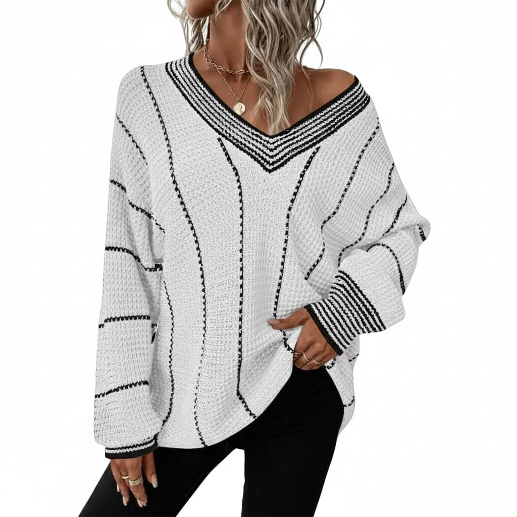V-Neck Oversized Sweater for Women - Image 3