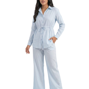 Sky Drawstring Shirt Co-Ord Set - Dress
