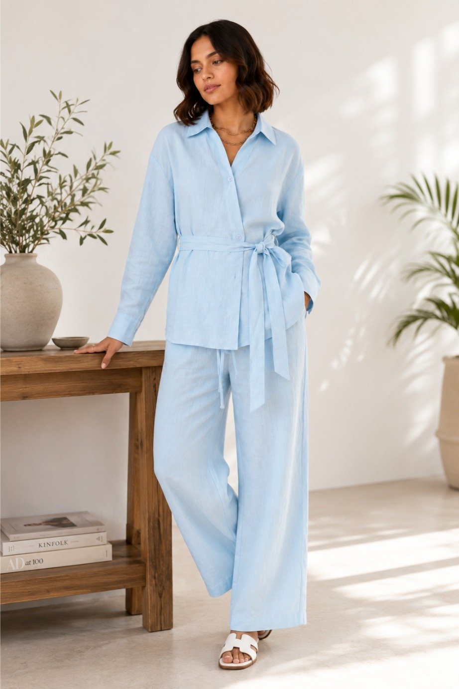 Powder Sky Belted Wrap Co-Ord Dress - Image 5