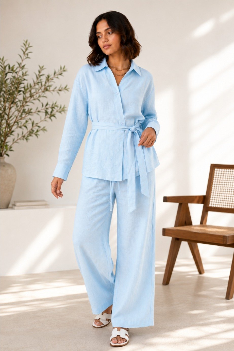 Powder Sky Belted Wrap Co-Ord Dress - Image 6