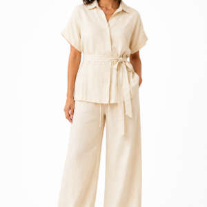 Ivory Belted Wrap Co-Ord Dress