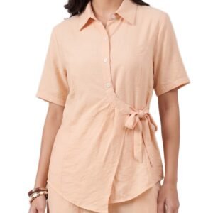 Peach Blush Wrapover Shirt Co-Ord Dress