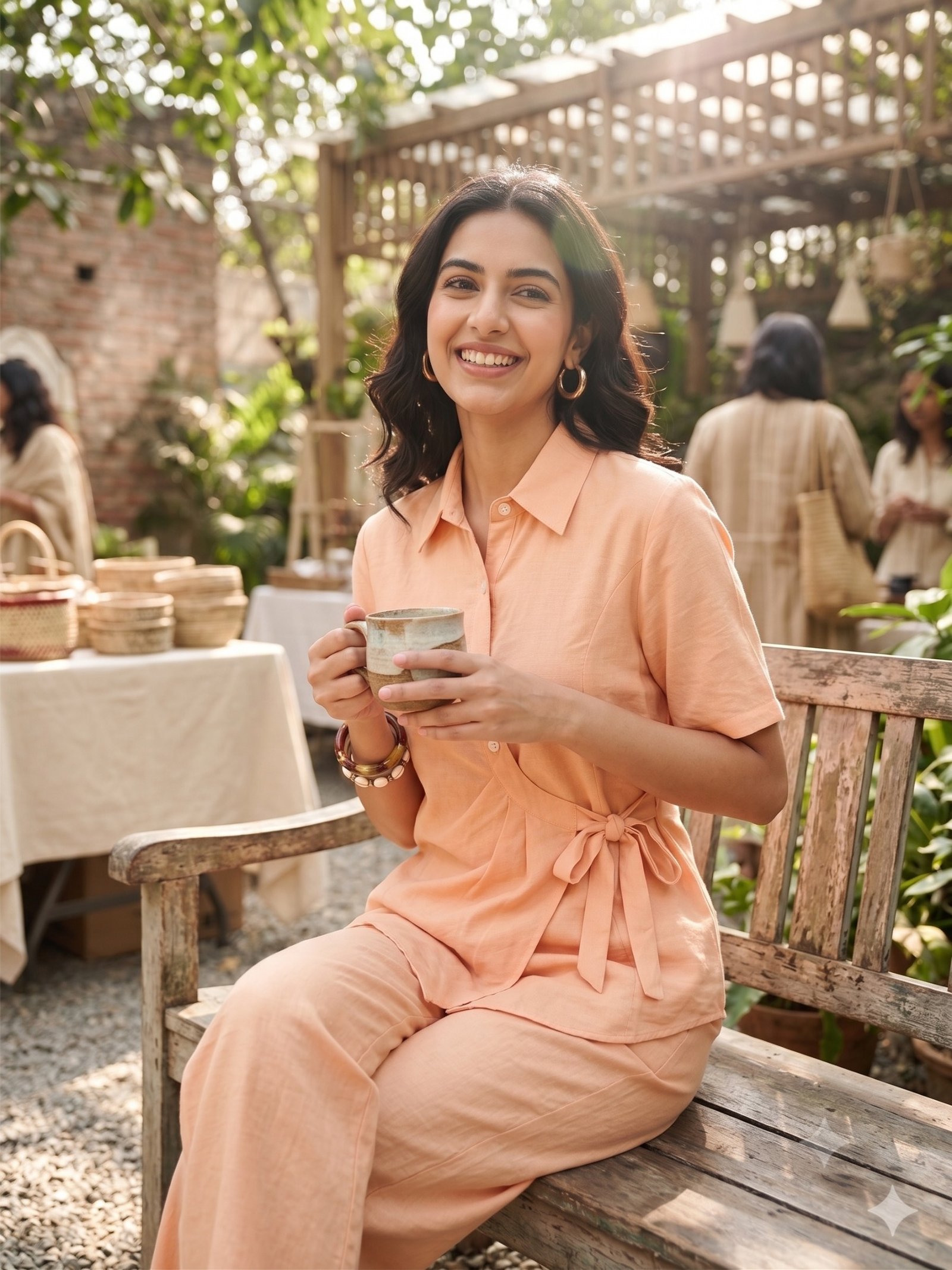Peach Blush Wrapover Shirt Co-Ord Dress - Image 5