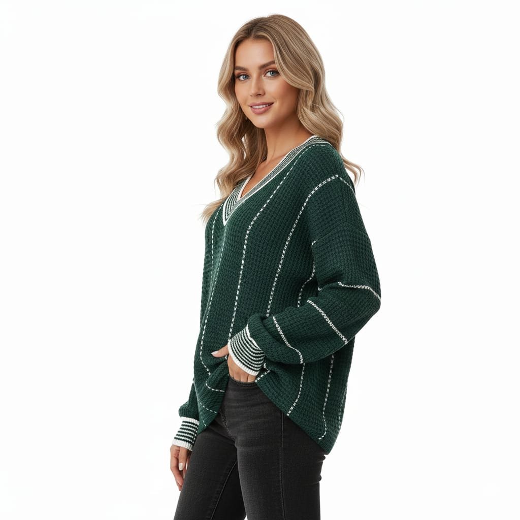 V-Neck Oversized Sweater for Women - Image 4