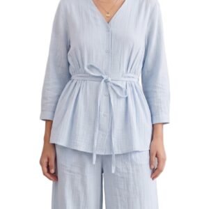 Powder Blue Gathered Waist Co-Ord Dress