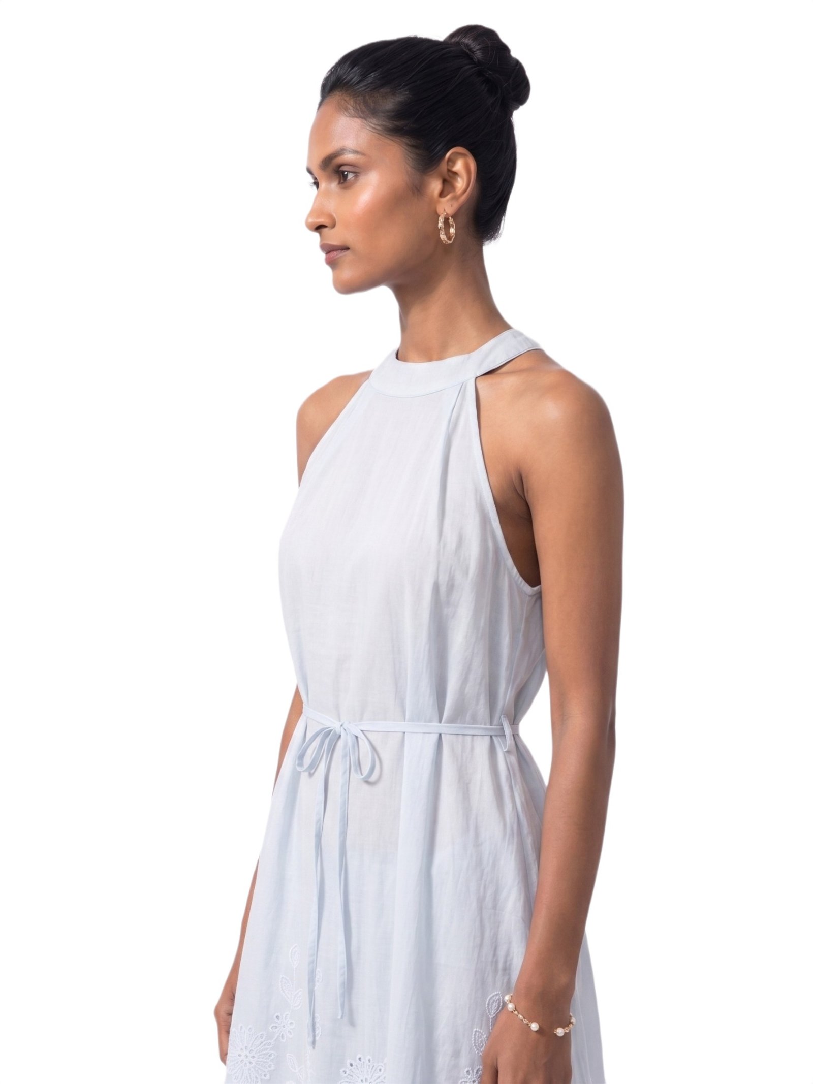Powder Blue Bloom Embroidered Maxi Dress - Image 2