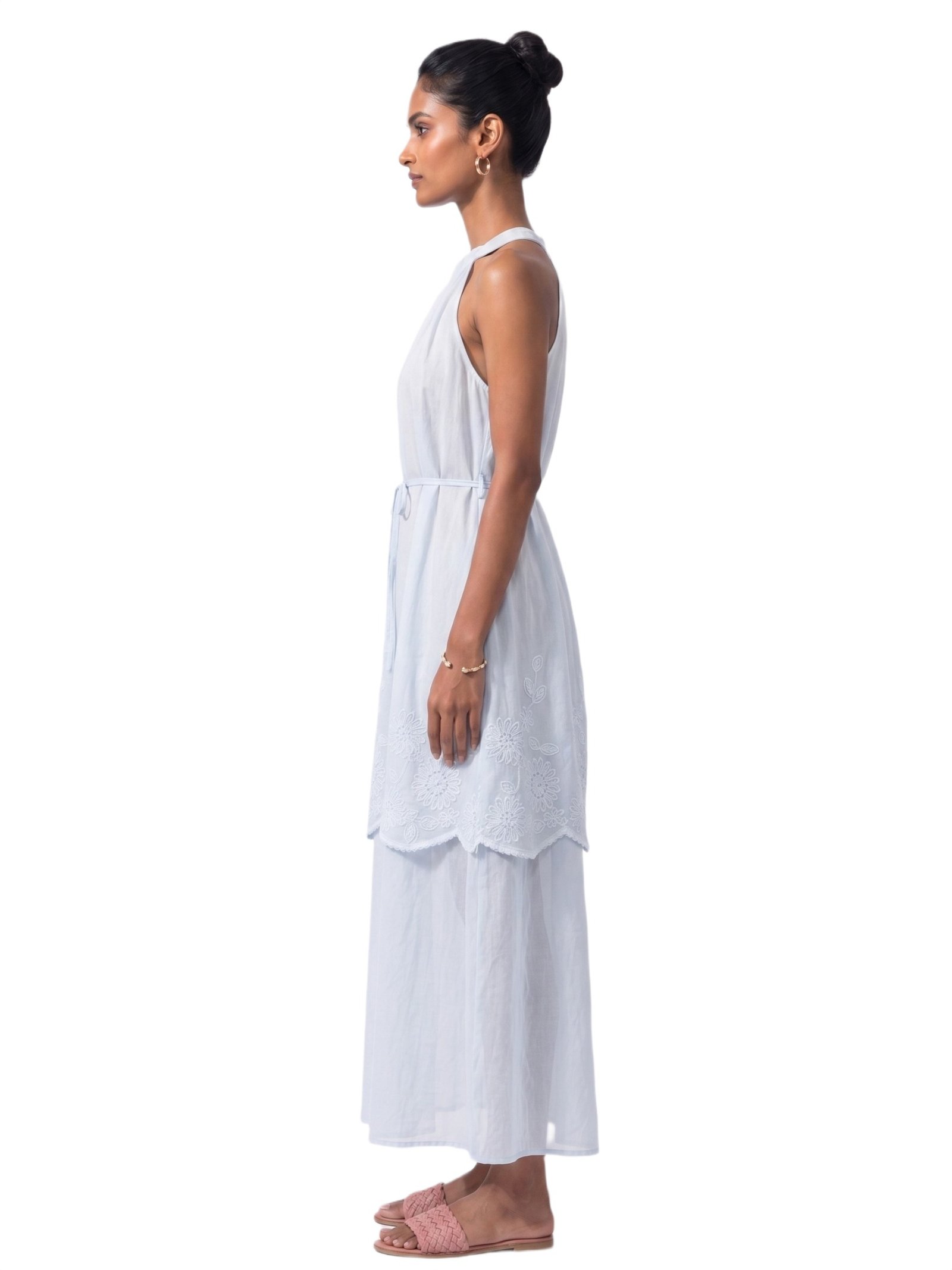 Powder Blue Bloom Embroidered Maxi Dress - Image 3