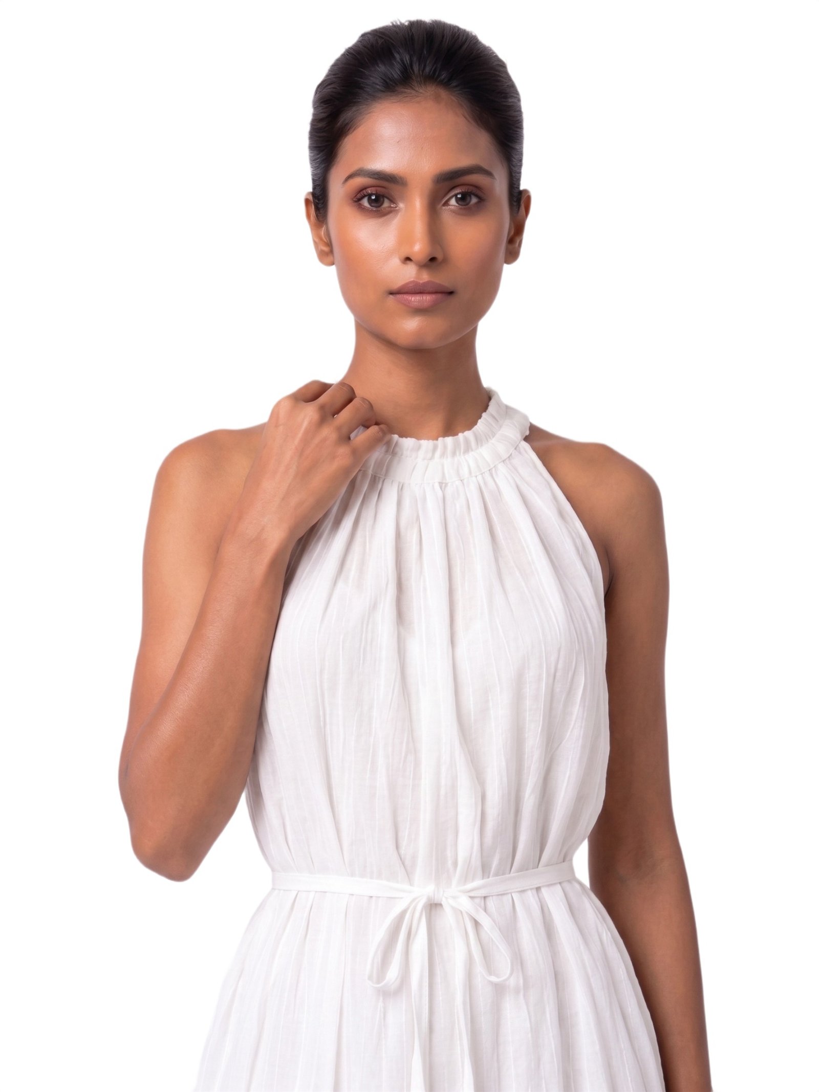 Pearl White Petal Embroidered Maxi Dress - Elegant Women's Evening Gown - Image 4