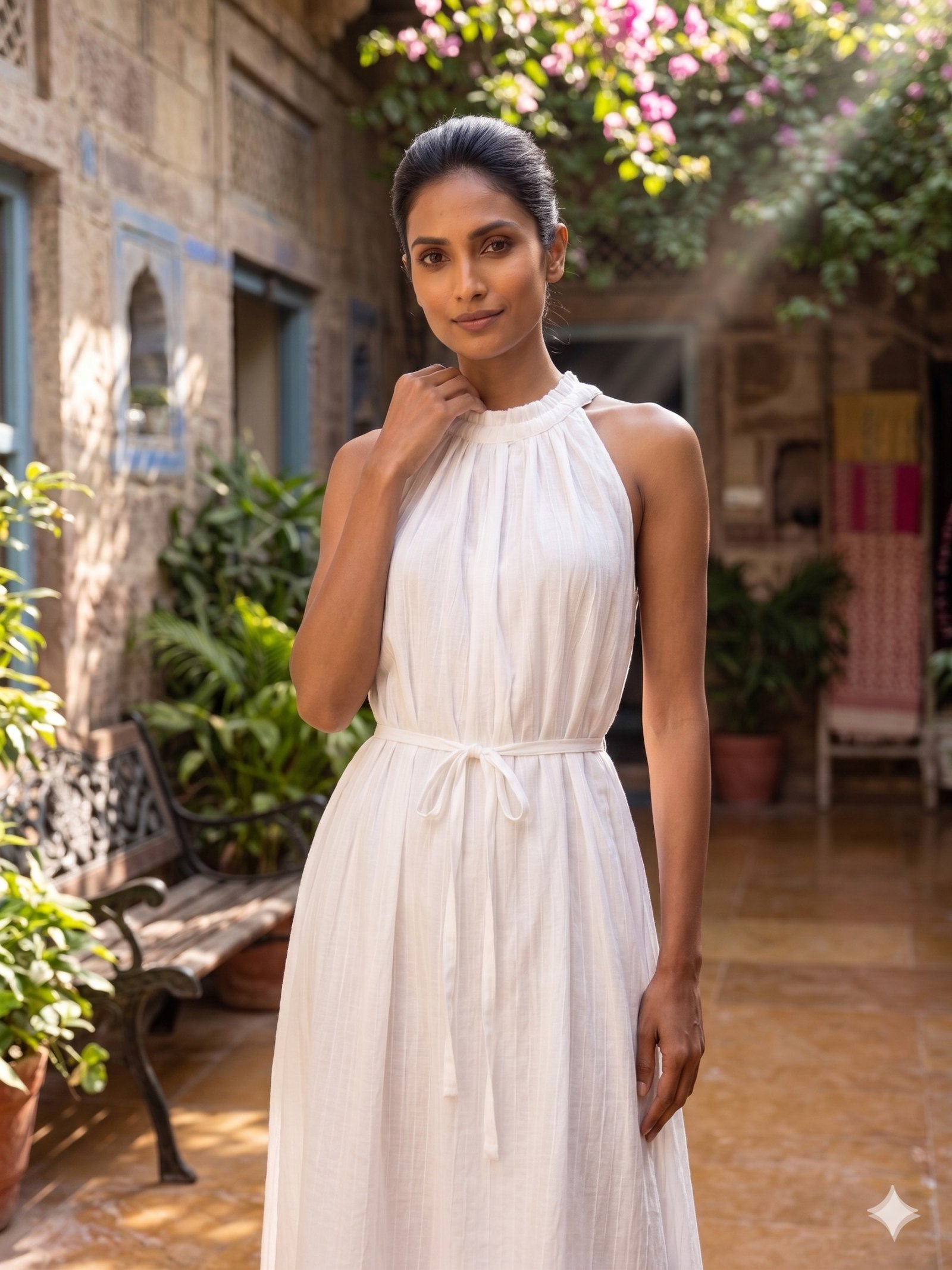 Pearl White Petal Embroidered Maxi Dress - Elegant Women's Evening Gown - Image 5