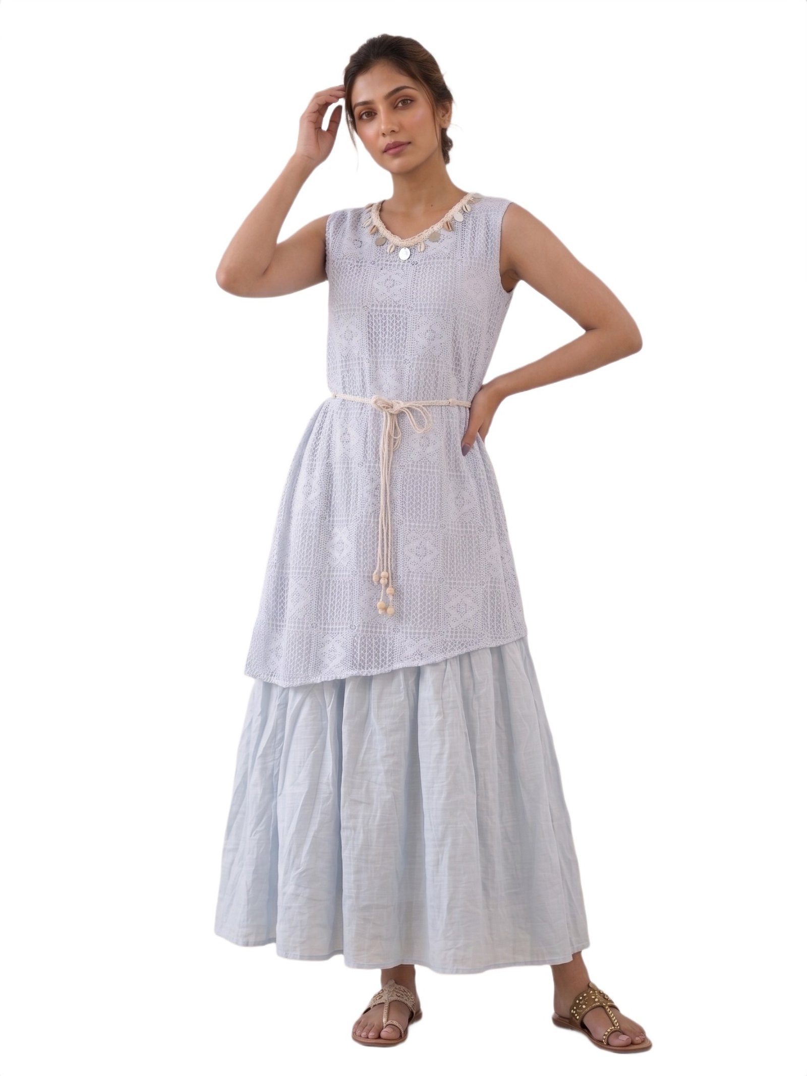 Skyloom Crochet Maxi Dress Boho Chic Fashion - Image 3