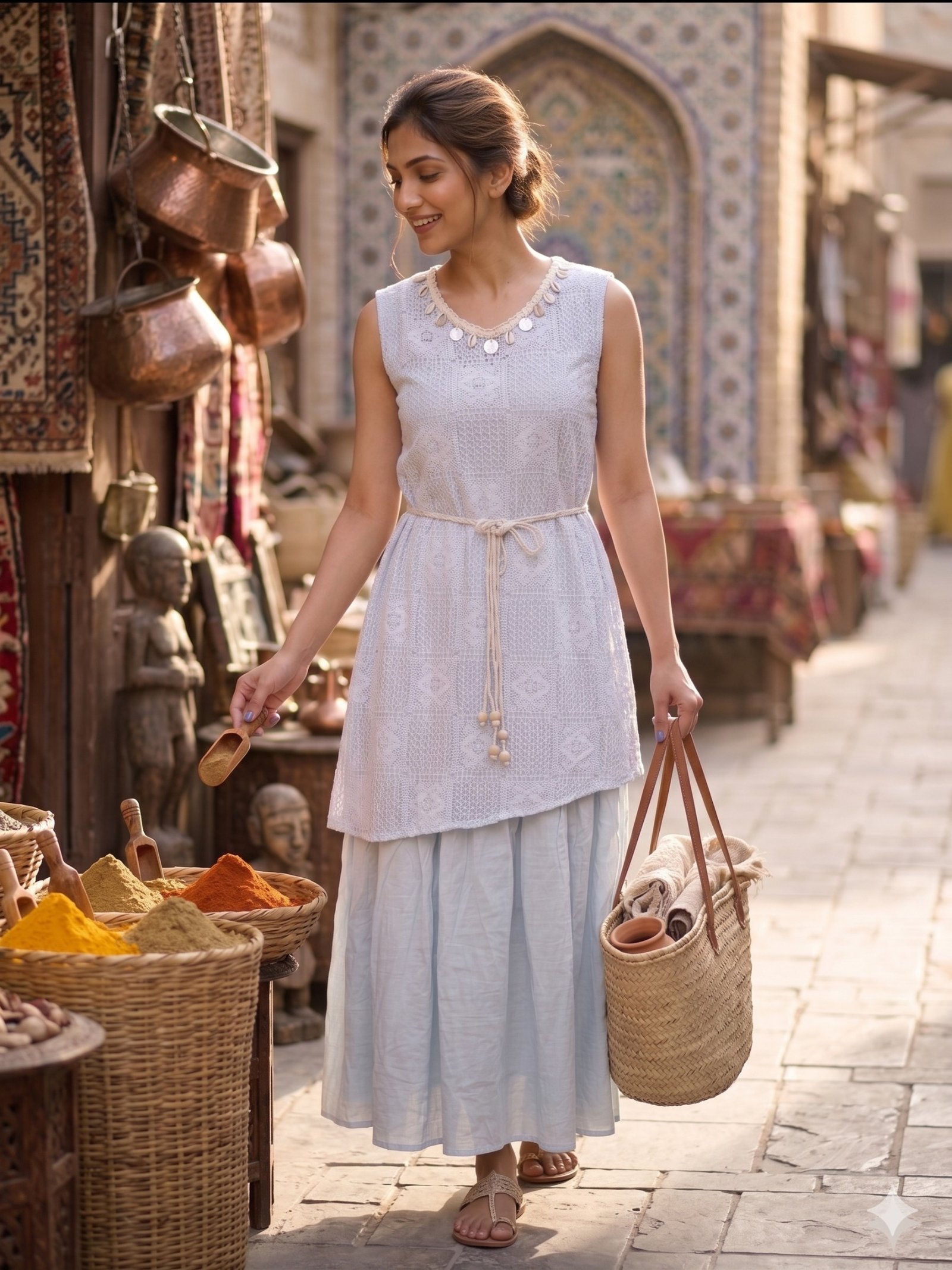 Skyloom Crochet Maxi Dress Boho Chic Fashion - Image 5