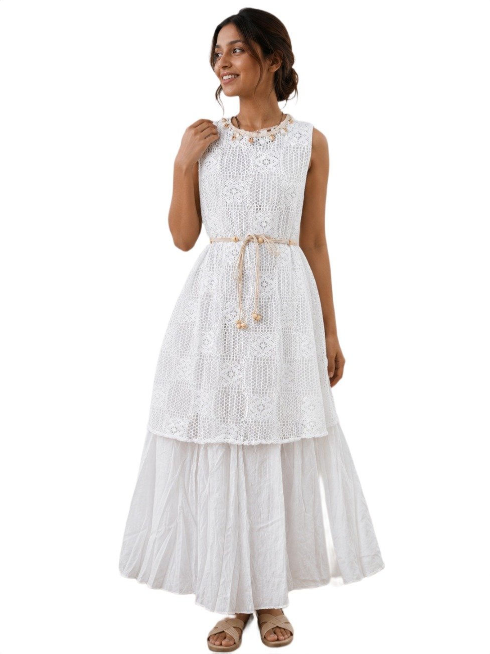 Pearl Meadow Crochet Maxi Dress - Boho Chic Style