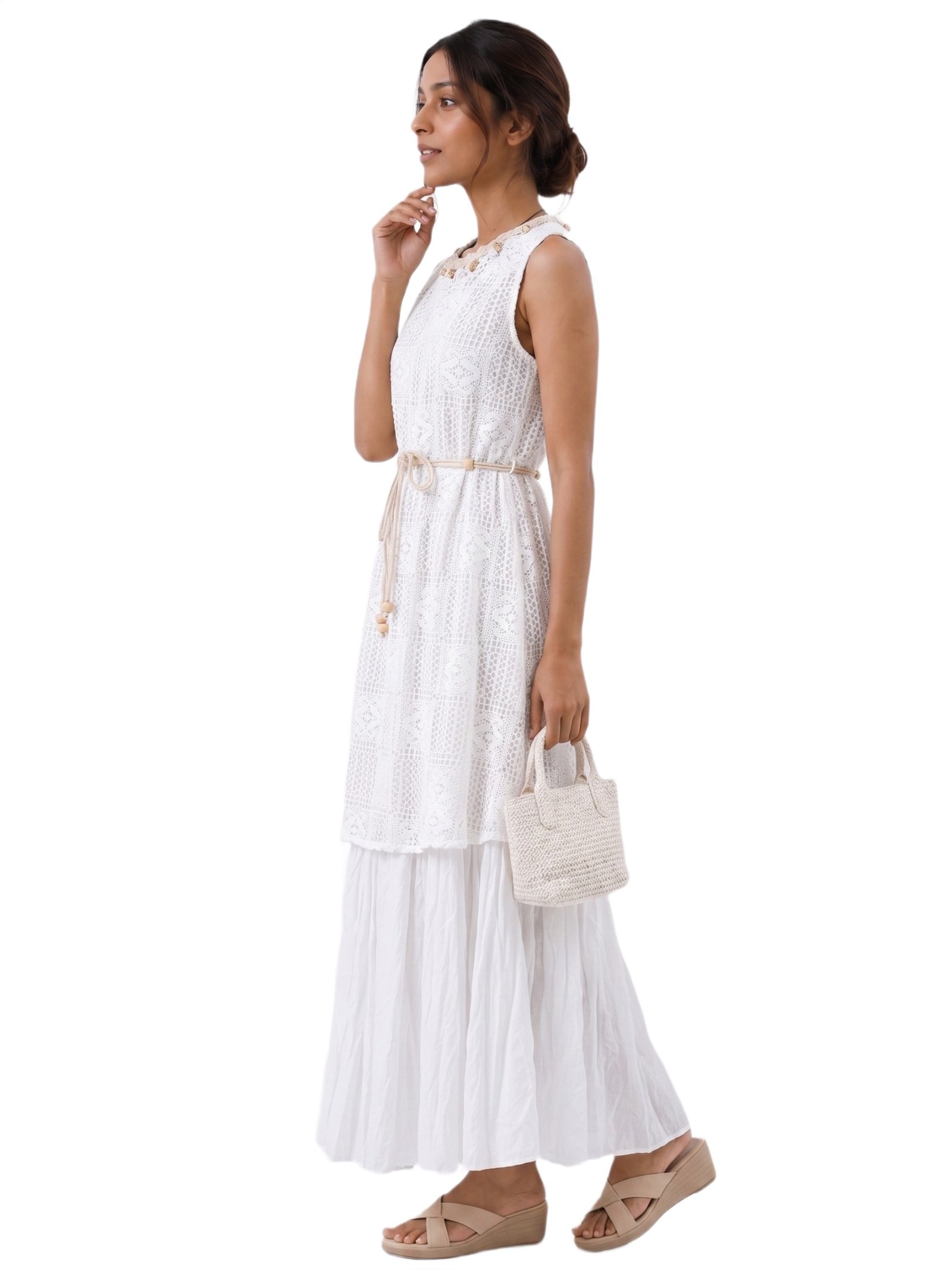 Pearl Meadow Crochet Maxi Dress - Boho Chic Style - Image 2