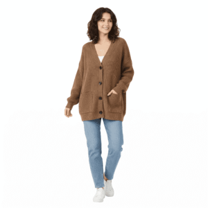 Women's Blend Chunky V-Neck Pocket Knitted Cardigan Sweater